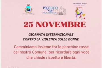 25 NOVEMBRE – Giornata internazionale contro la violenza sulle donne. Camminiamo insieme tra le panchine rosse del nostro Comune per ricordare ogni voce che chiede rispetto, ascolto e libert&#224;.